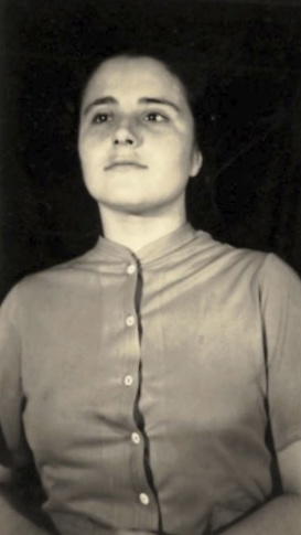 Photo of Esther as a young woman, looking serious