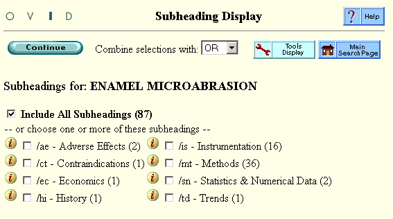 Subheadings for: ENAMEL MICROABRASION