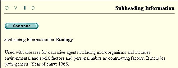Subheading Information for Etiology