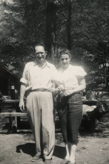 photo of Joe Black and Ruth (Schwartz) Black, with picnic table
